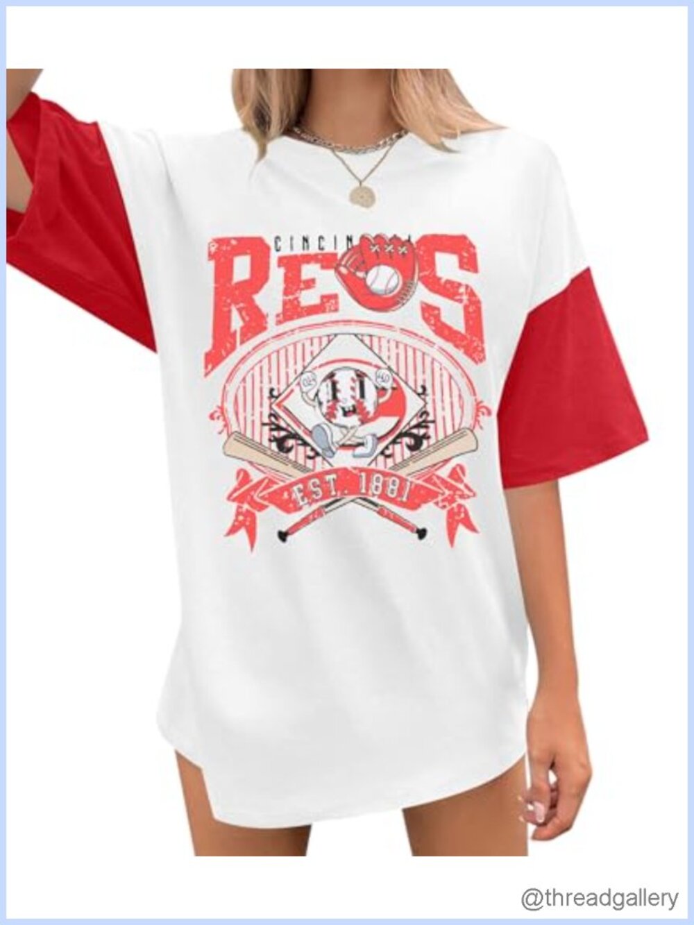 Oversized Baseball Game Day T-Shirt Short Sleeve Crewneck Tee